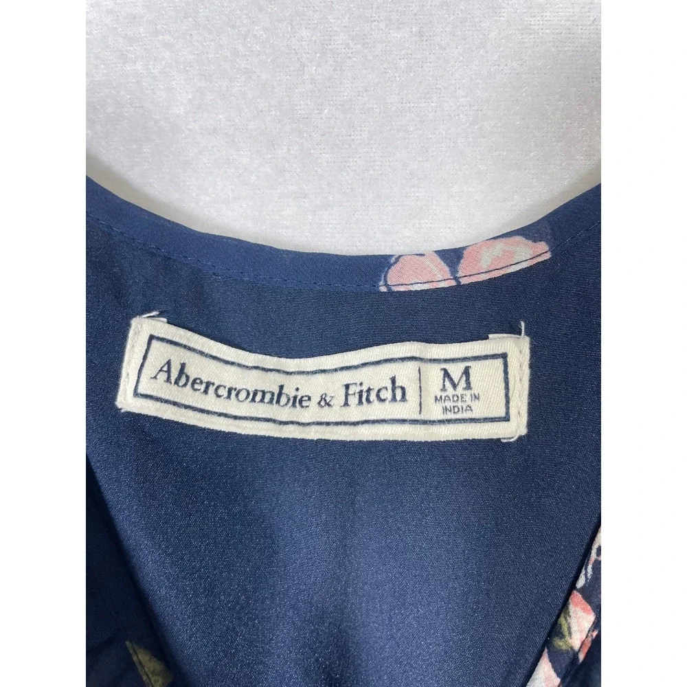 Abercrombie Fitch Women‎ Dress Size M Navy Floral Cold Shoulder Ruffle Maxi Wrap